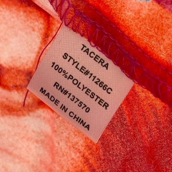 Tacera blouse Womens size  XL Red Pink floral Short Sleeve v neck flutter - Picture 6 of 9